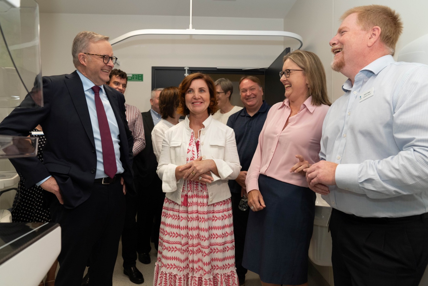 Jodie Belyea with PM Anthony Albanese and Victorian Premier Jacinta Allan