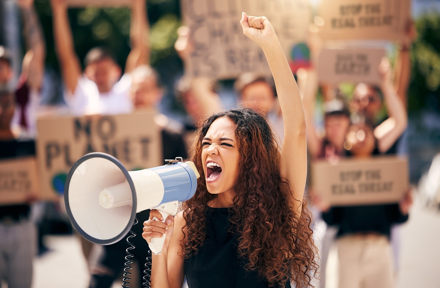 Shutterstock megaphone woman