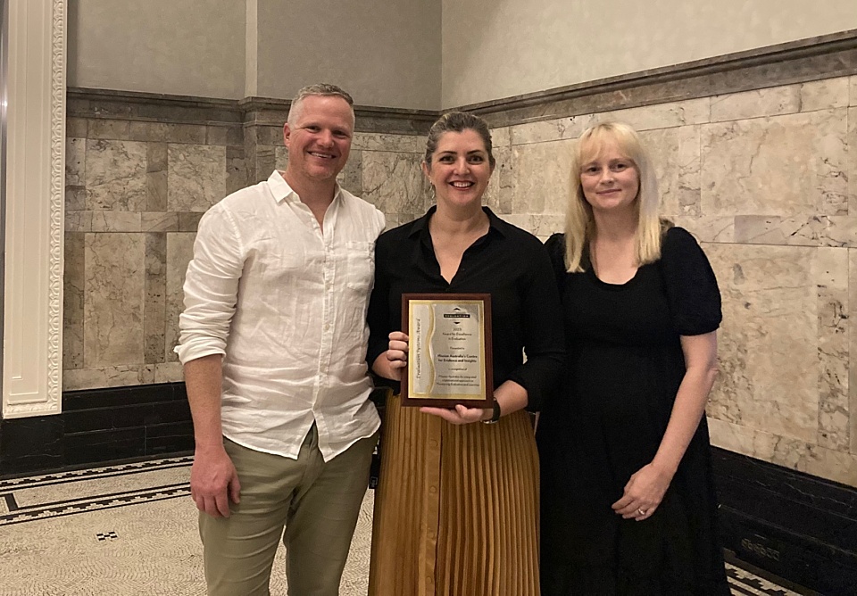 Award for Excellence in Evaluation 2023 Duncan Rintoul Rachel Christie Cherie Pereth