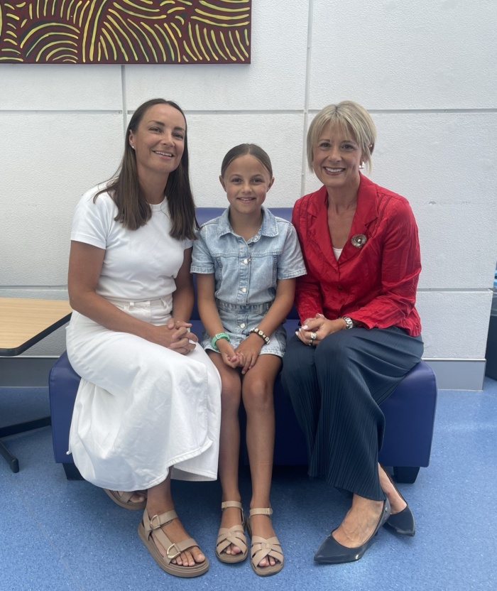 Liver transplant recipient Kate, her mum Clare (left) and Sydney Children's Hospital Foundation CEO Kristina Keneally.