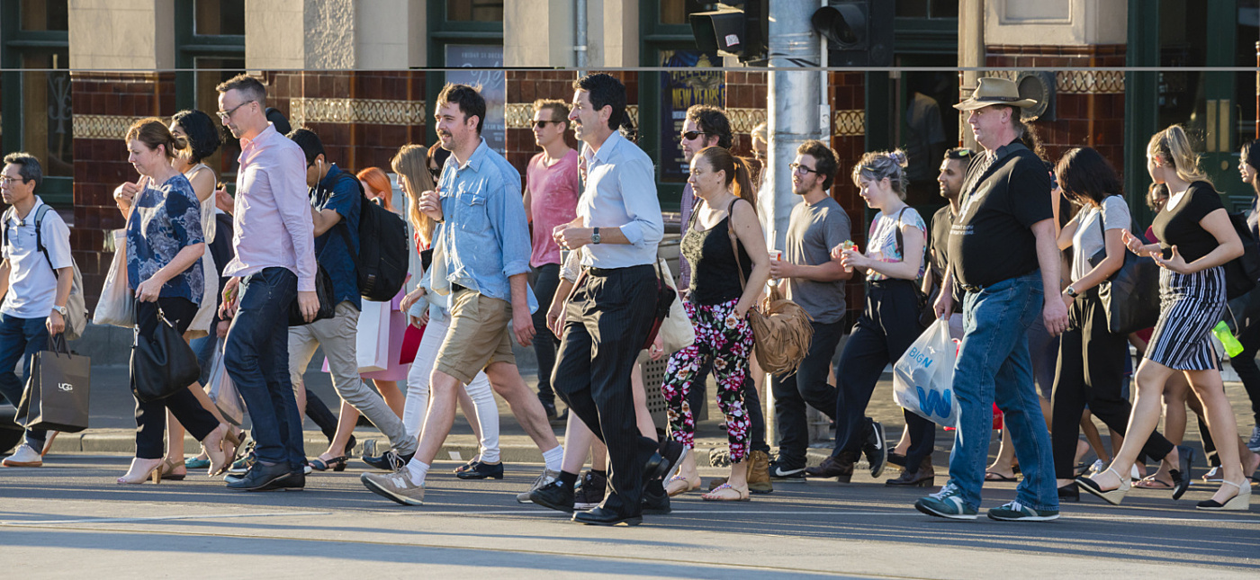Pedestrians Melbourne crowd letterbox iStock 504451670